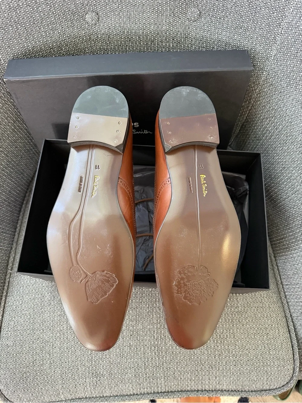 Paul Smith Tan Leather Brogue Oxfords with Signature Stripe Insole